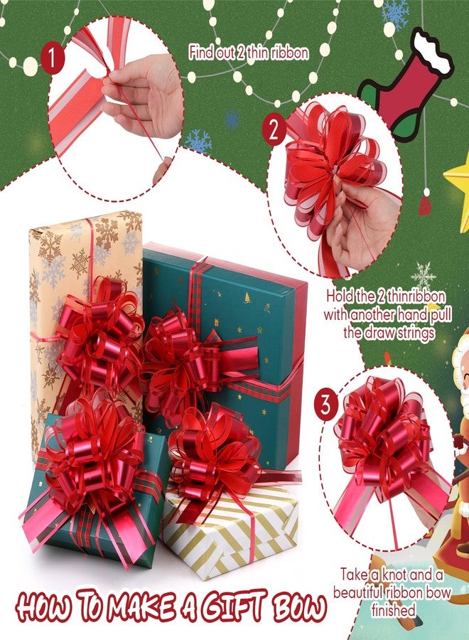 Poen 36 Pcs Valentine Day Pull Bows for Gift Wrapping 6 Inch Large Ribbon Gifts Baskets Bows for Holiday DIY Crafts Wedding Bouquet Holiday Birthday Anniversary Party Decoration(Classic,Red) - Image 5